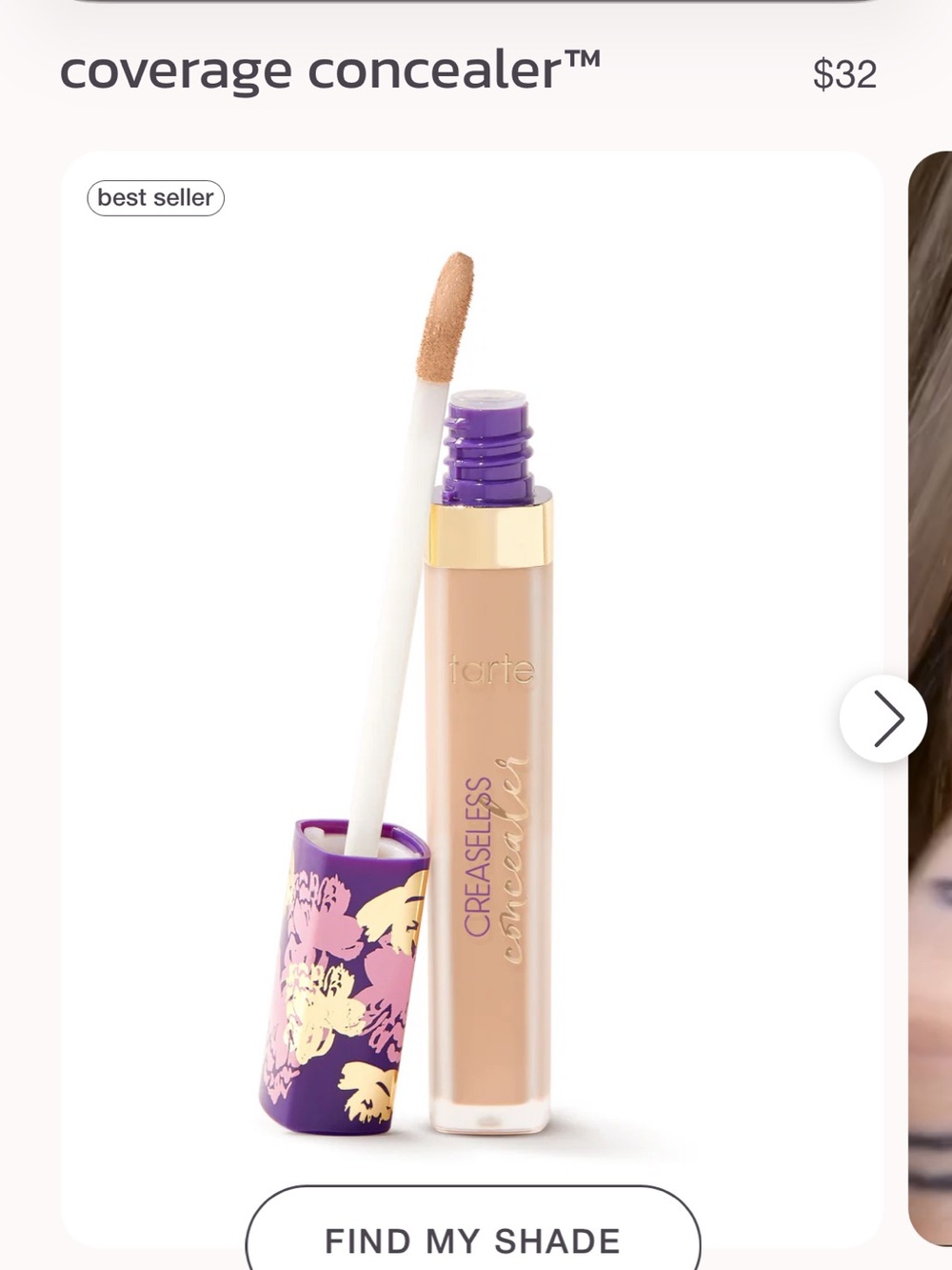 tarte Creaseless Concealer - Beige with Purple & Gold Cap 25N